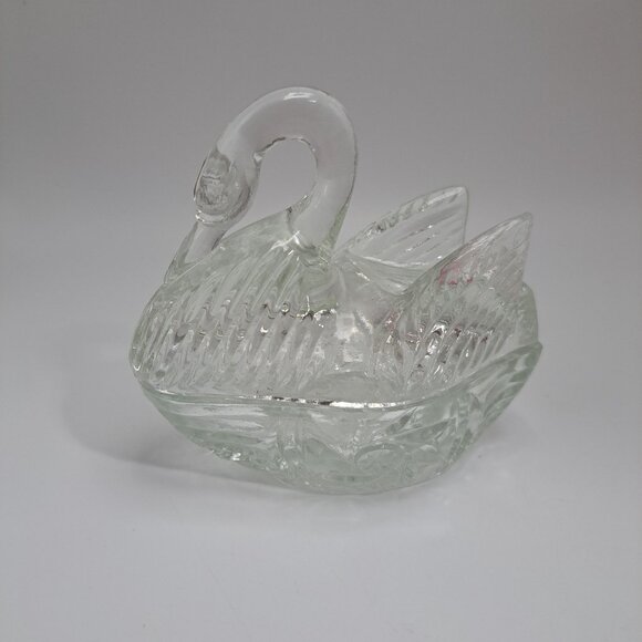 Crystal Glass Swan Figurine Trinket Holder 5" Tall Elegant Decorative Piece - Picture 1 of 8